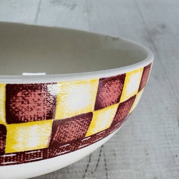 Thomson Pottery COUNTRY HOME Red White Check Farmhouse Soup Cereal Bowls Set 3 - Picture 12 of 16